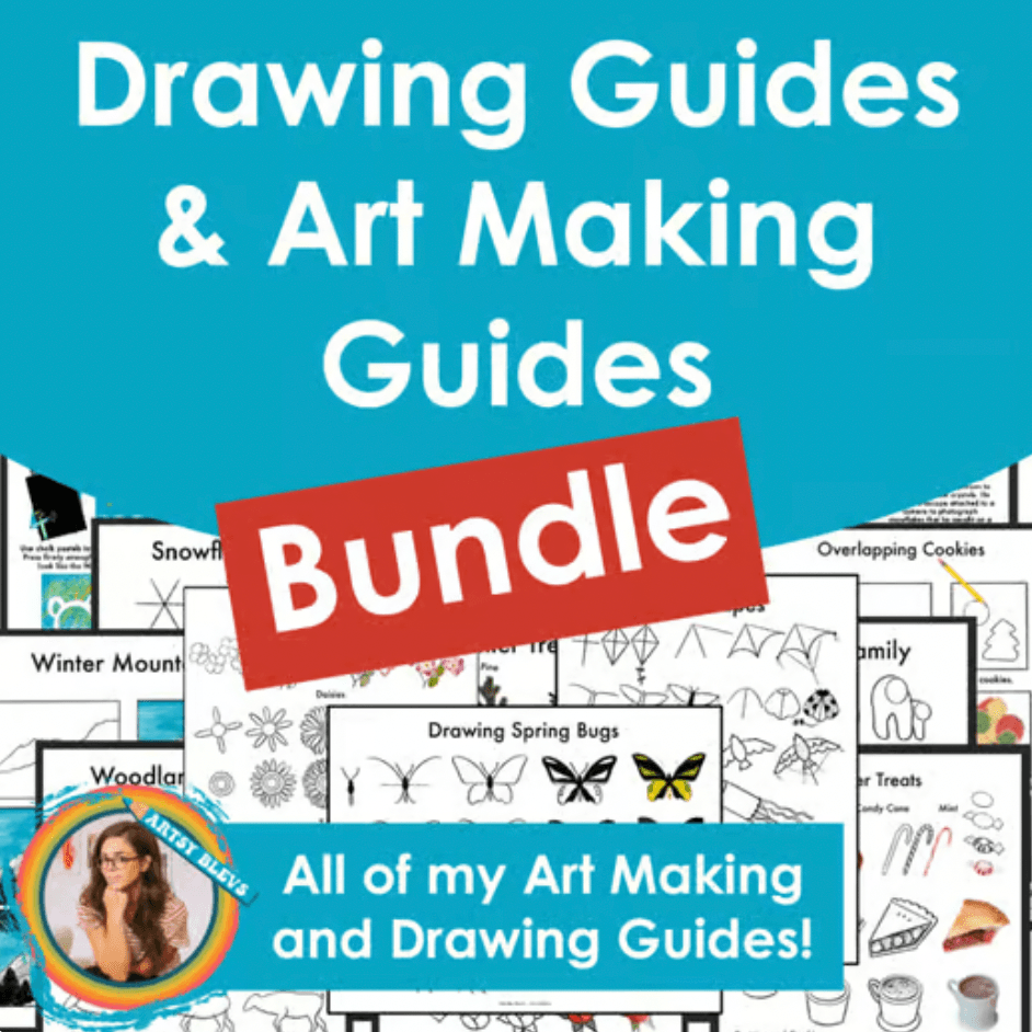 Elementary Art Drawing Guides and Art Lesson Growing Bundle